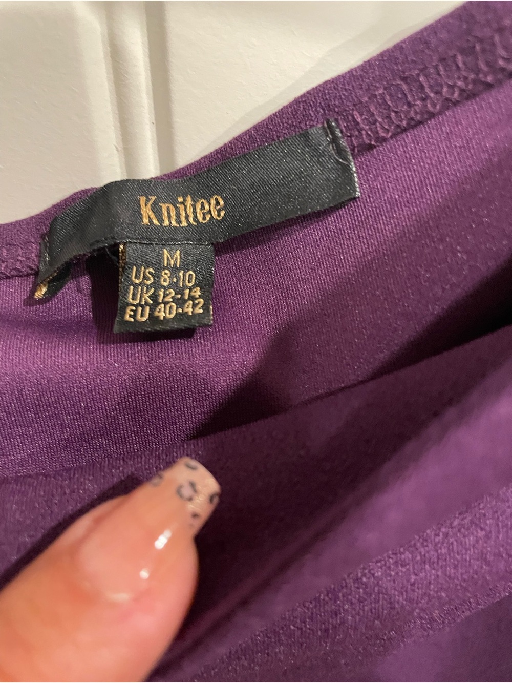Knitee Off-Shoulder Purple Ruffle Hem Midi Dress by - Picture 2 of 4